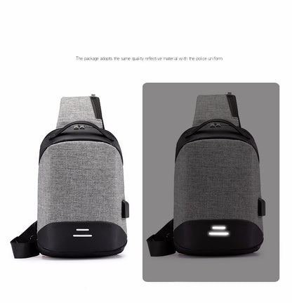 Multi-Function Oxford Portable Casual Single Shoulder Bag with Earphone Line Hole & USB Charging (Black) - Single-shoulder Bags by buy2fix | Online Shopping UK | buy2fix