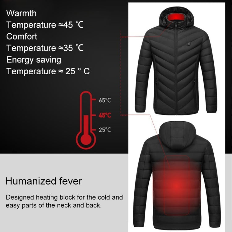 USB Heated Smart Constant Temperature Hooded Warm Coat for Men and Women (Color:Black Size:S) - Down Jackets by buy2fix | Online Shopping UK | buy2fix