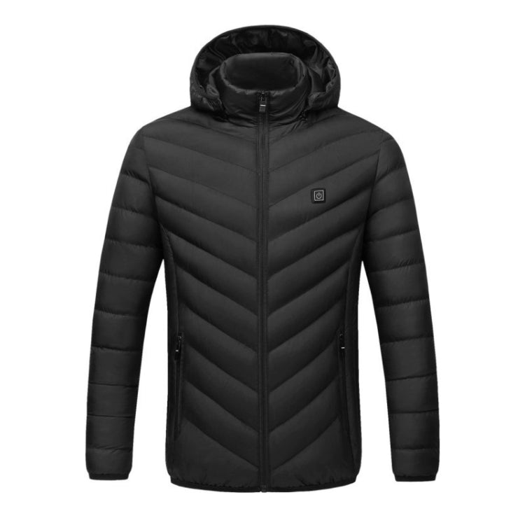 USB Heated Smart Constant Temperature Hooded Warm Coat for Men and Women (Color:Black Size:L) - Down Jackets by buy2fix | Online Shopping UK | buy2fix