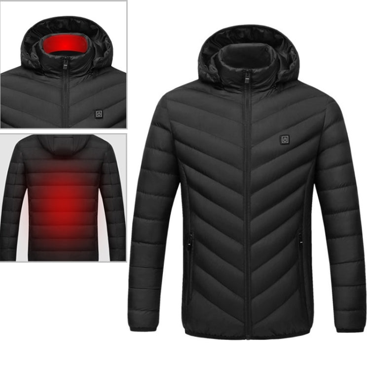 USB Heated Smart Constant Temperature Hooded Warm Coat for Men and Women (Color:Black Size:XL) - Down Jackets by buy2fix | Online Shopping UK | buy2fix