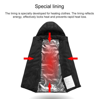 USB Heated Smart Constant Temperature Hooded Warm Coat for Men and Women (Color:Black Size:XXXXL) - Down Jackets by buy2fix | Online Shopping UK | buy2fix