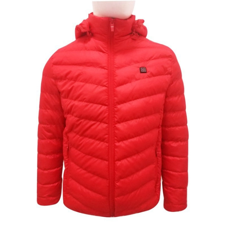 USB Heated Smart Constant Temperature Hooded Warm Coat for Men and Women (Color:Red Size:L) - Down Jackets by buy2fix | Online Shopping UK | buy2fix