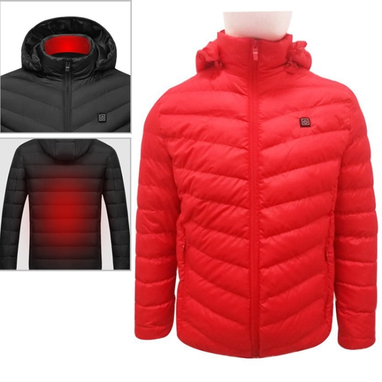 USB Heated Smart Constant Temperature Hooded Warm Coat for Men and Women (Color:Red Size:XXL) - Down Jackets by buy2fix | Online Shopping UK | buy2fix