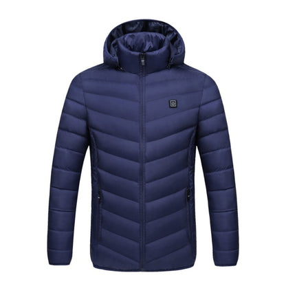 USB Heated Smart Constant Temperature Hooded Warm Coat for Men and Women (Color:Dark Blue Size:XL) - Down Jackets by buy2fix | Online Shopping UK | buy2fix