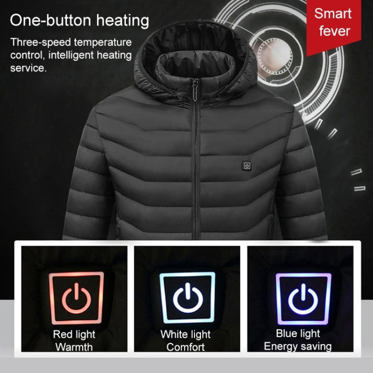 USB Heated Smart Constant Temperature Hooded Warm Coat for Men and Women (Color:Blue Size:S) - Down Jackets by buy2fix | Online Shopping UK | buy2fix