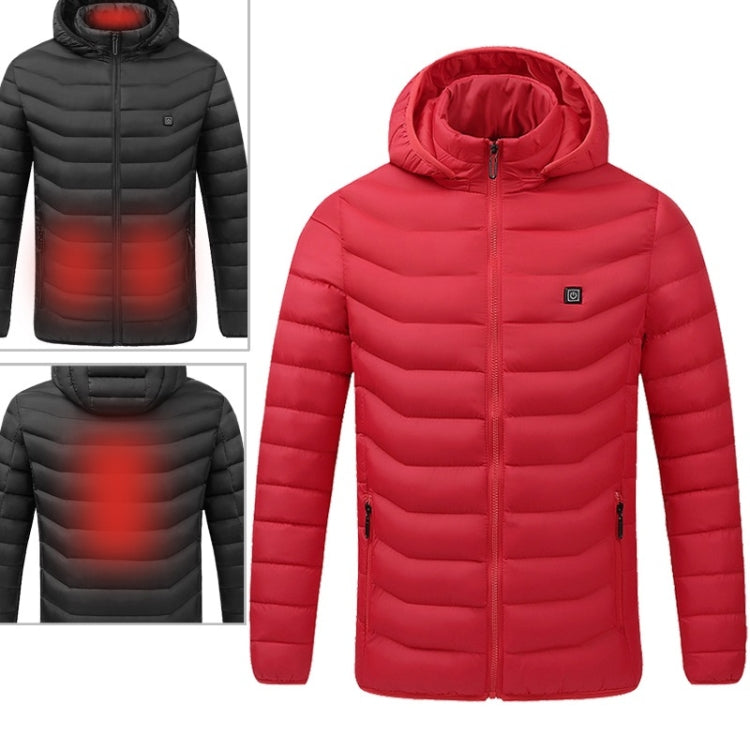 USB Heated Smart Constant Temperature Hooded Warm Coat for Men and Women (Color:Red Size:L) - Down Jackets by buy2fix | Online Shopping UK | buy2fix