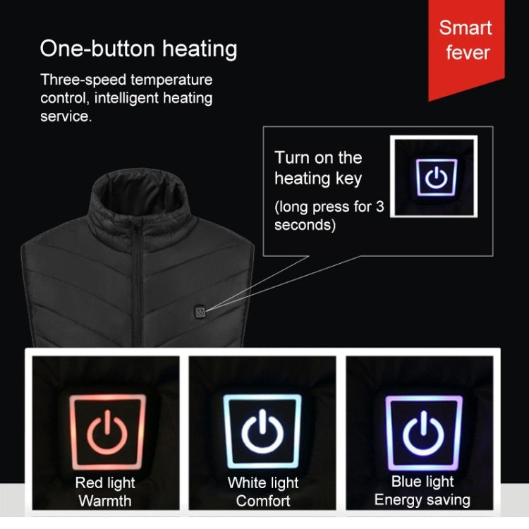 USB Security Smart Constant Temperature Fever Men Stand Collar Cotton Vest (Color:Black Size:XXXXL) - Down Jackets by buy2fix | Online Shopping UK | buy2fix