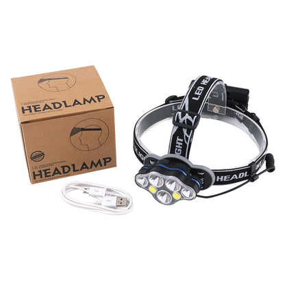 7 LEDs 7000K High-power Strong Light USB Rechargeable Outdoor Fishing Waterproof Headlight (Headlamp+USB Cable) - Headlamp by YWXLight | Online Shopping UK | buy2fix