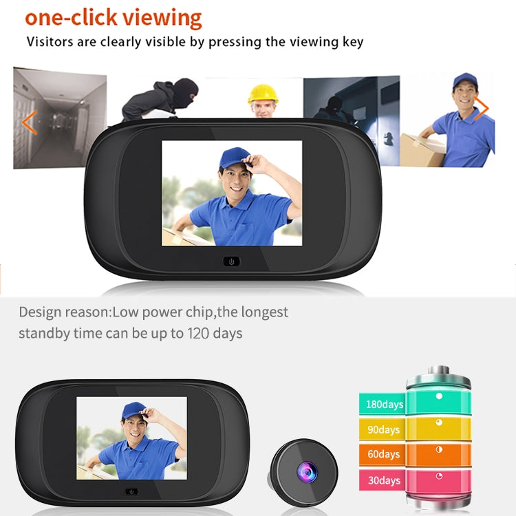 DD1S 2.8 inch Screen 1.0MP Smart Electronic Peephole Doorbell by buy2fix