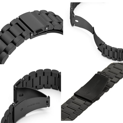 For Apple Watch Series 10 42mm / 9&8&7 41mm / SE 3&SE 2&6&SE&5&4 40mm / 3&2&1 38mm Fold Buckle 3 Beads Stainless Steel Watch Band (Black+Rose gold) by buy2fix