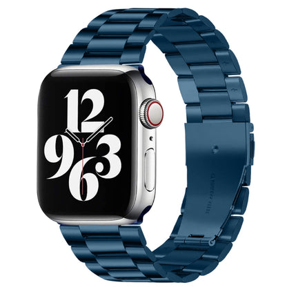 Fold Buckle 3 Beads Stainless Steel Watch Band For Apple Watch Ultra 49mm&Watch Ultra 2 49mm / Series 10 46mm / 9&8&7 45mm / SE 3&SE 2&6&SE&5&4 44mm / 3&2&1 42mm(Blue) by buy2fix