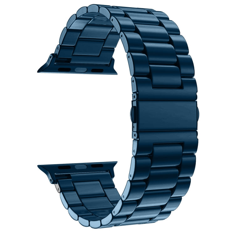 Fold Buckle 3 Beads Stainless Steel Watch Band For Apple Watch Ultra 49mm&Watch Ultra 2 49mm / Series 10 46mm / 9&8&7 45mm / SE 3&SE 2&6&SE&5&4 44mm / 3&2&1 42mm(Blue) by buy2fix