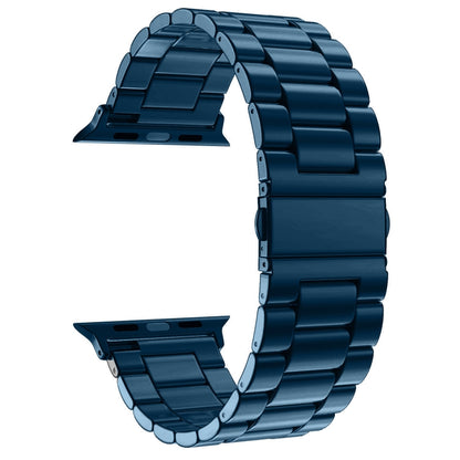 Fold Buckle 3 Beads Stainless Steel Watch Band For Apple Watch Ultra 49mm&Watch Ultra 2 49mm / Series 10 46mm / 9&8&7 45mm / SE 3&SE 2&6&SE&5&4 44mm / 3&2&1 42mm(Blue) by buy2fix
