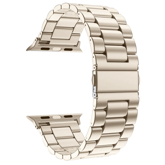 Fold Buckle 3 Beads Stainless Steel Watch Band For Apple Watch Ultra 49mm&Watch Ultra 2 49mm / Series 10 46mm / 9&8&7 45mm / SE 3&SE 2&6&SE&5&4 44mm / 3&2&1 42mm(Starlight) by buy2fix