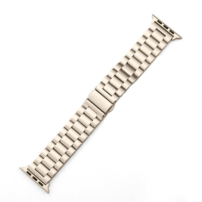 Fold Buckle 3 Beads Stainless Steel Watch Band For Apple Watch Ultra 49mm&Watch Ultra 2 49mm / Series 10 46mm / 9&8&7 45mm / SE 3&SE 2&6&SE&5&4 44mm / 3&2&1 42mm(Starlight) by buy2fix