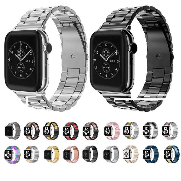 Fold Buckle 3 Beads Stainless Steel Watch Band For Apple Watch Ultra 49mm&Watch Ultra 2 49mm / Series 10 46mm / 9&8&7 45mm / SE 3&SE 2&6&SE&5&4 44mm / 3&2&1 42mm(Silver) by buy2fix