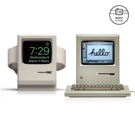 Retro Style Silica Gel Apple Watch Charging Dock Stand Holder Station(Black) by buy2fix