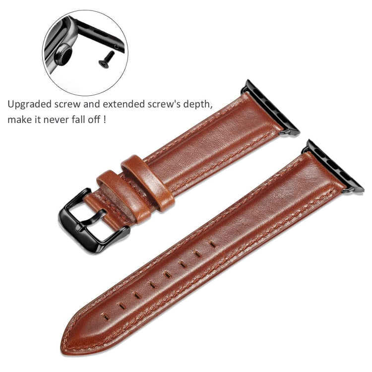 Black Buckle Leather Watch Band For Apple Watch Series 10 42mm / 9&8&7 41mm / SE 3&SE 2&6&SE&5&4 40mm / 3&2&1 38mm(Brown) by buy2fix