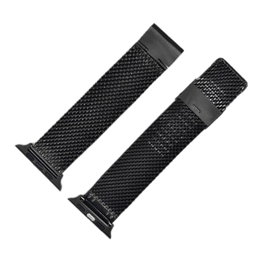 304 Stainless Steel Milanese Watch Band with Connector For Apple Watch Series 10 42mm / 9&8&7 41mm / SE 3&SE 2&6&SE&5&4 40mm / 3&2&1 38mm(Black) by buy2fix
