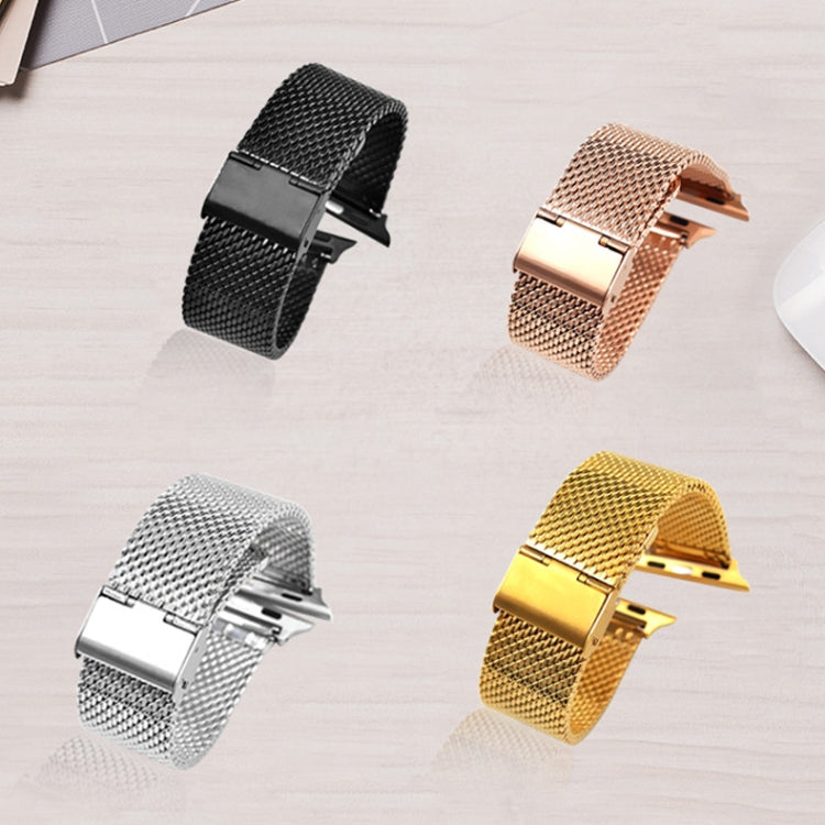 304 Stainless Steel Milanese Watch Band with Connector For Apple Watch Series 10 42mm / 9&8&7 41mm / SE 3&SE 2&6&SE&5&4 40mm / 3&2&1 38mm(Black) by buy2fix