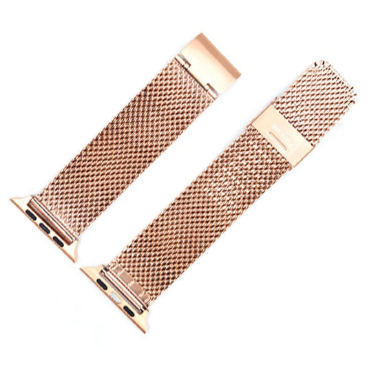 304 Stainless Steel Milanese Watch Band with Connector For Apple Watch Series 7 45mm / 6 & SE & 5 & 4 44mm / 3 & 2 & 1 42mm(Rose Gold) by buy2fix