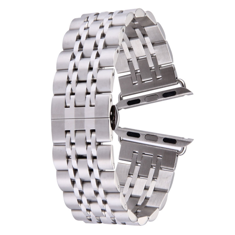 Hidden Butterfly Buckle 7 Beads Stainless Steel Watch Band For Apple Watch 42mm(Silver) by buy2fix