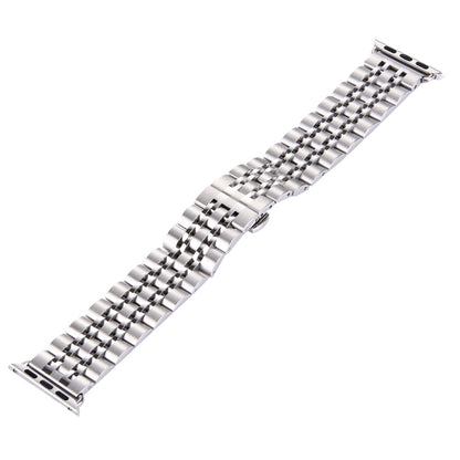 Hidden Butterfly Buckle 7 Beads Stainless Steel Watch Band For Apple Watch 42mm(Silver) by buy2fix