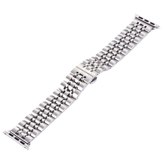 Hidden Butterfly Buckle 7 Beads Stainless Steel Watch Band For Apple Watch 42mm(Silver) by buy2fix