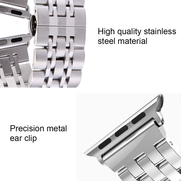 Hidden Butterfly Buckle 7 Beads Stainless Steel Watch Band For Apple Watch 42mm(Silver) by buy2fix