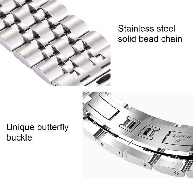 Hidden Butterfly Buckle 7 Beads Stainless Steel Watch Band For Apple Watch 42mm(Silver Rose Gold) by buy2fix