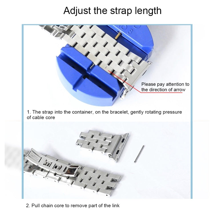 Hidden Butterfly Buckle 7 Beads Stainless Steel Watch Band For Apple Watch 42mm(Silver Rose Gold) by buy2fix