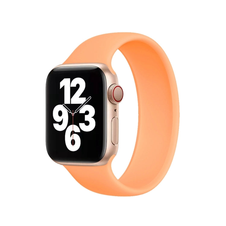 For Apple Watch Series 10 42mm / 9&8&7 41mm / SE 3&SE 2&6&SE&5&4 40mm / 3&2&1 38mm Solid Color Elastic Silicone Watch Band, Size:M 143mm (Calendula) by buy2fix