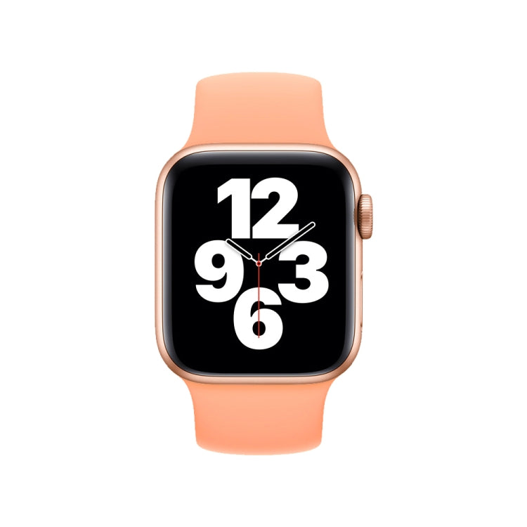 For Apple Watch Series 10 42mm / 9&8&7 41mm / SE 3&SE 2&6&SE&5&4 40mm / 3&2&1 38mm Solid Color Elastic Silicone Watch Band, Size:M 143mm (Calendula) by buy2fix