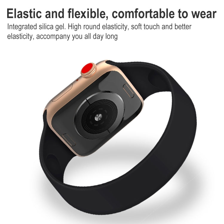 For Apple Watch Series 10 42mm / 9&8&7 41mm / SE 3&SE 2&6&SE&5&4 40mm / 3&2&1 38mm Solid Color Elastic Silicone Watch Band, Size:M 143mm (Calendula) by buy2fix