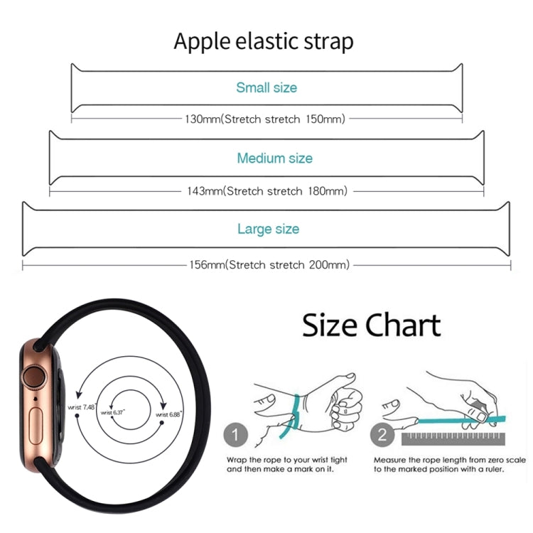 For Apple Watch Series 10 42mm / 9&8&7 41mm / SE 3&SE 2&6&SE&5&4 40mm / 3&2&1 38mm Solid Color Elastic Silicone Watch Band, Size:M 143mm (Calendula) by buy2fix