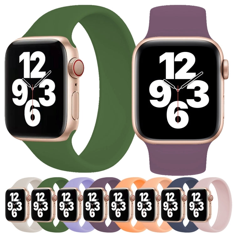 For Apple Watch Series 10 42mm / 9&8&7 41mm / SE 3&SE 2&6&SE&5&4 40mm / 3&2&1 38mm Solid Color Elastic Silicone Watch Band, Size:M 143mm (Calendula) by buy2fix