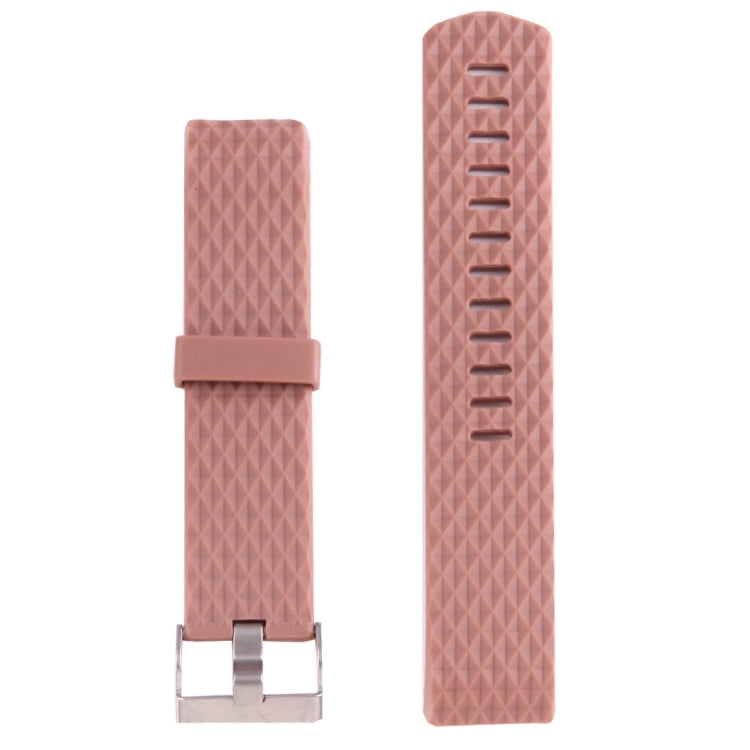 For Fitbit Charger 2 Bracelet Watch Diamond Texture TPU Watch Band, Full Length: 23cm(Coffee) - Watch Bands by buy2fix | Online Shopping UK | buy2fix