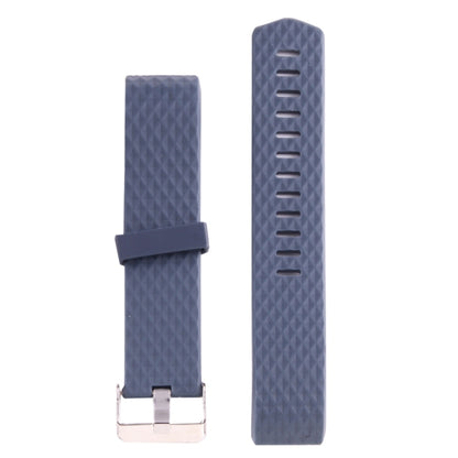 For Fitbit Charger 2 Bracelet Watch Diamond Texture TPU Watch Band, Full Length: 23cm(Dark Blue) - Watch Bands by buy2fix | Online Shopping UK | buy2fix