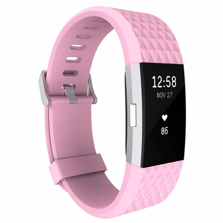 For Fitbit Charger 2 Bracelet Watch Diamond Texture TPU Watch Band, Full Length: 23cm(Pink) - Watch Bands by buy2fix | Online Shopping UK | buy2fix