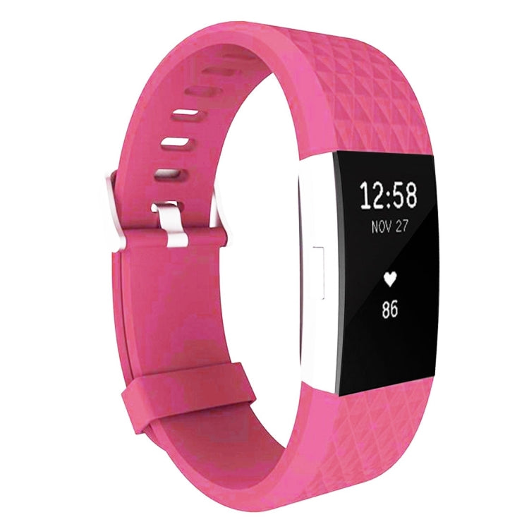 For Fitbit Charger 2 Bracelet Watch Diamond Texture TPU Watch Band, Full Length: 23cm(Magenta) - Watch Bands by buy2fix | Online Shopping UK | buy2fix