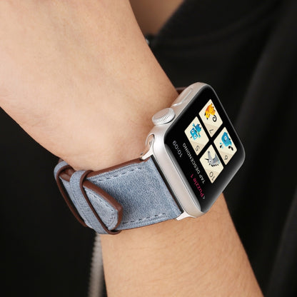 For Apple Watch Ultra 49mm&Watch Ultra 2 49mm / Series 10 46mm / 9&8&7 45mm / SE 3&SE 2&6&SE&5&4 44mm / 3&2&1 42mm Fresh Style Genuine Leather Watch Band(Blue) by buy2fix