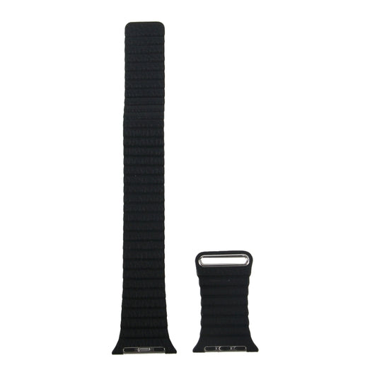 For Apple Watch 38mm Loop Magnetic Closure Clasp PU Leather Watch Band(Black) by buy2fix