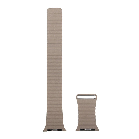 For Apple Watch 38mm Loop Magnetic Closure Clasp PU Leather Watch Band(Khaki) by buy2fix