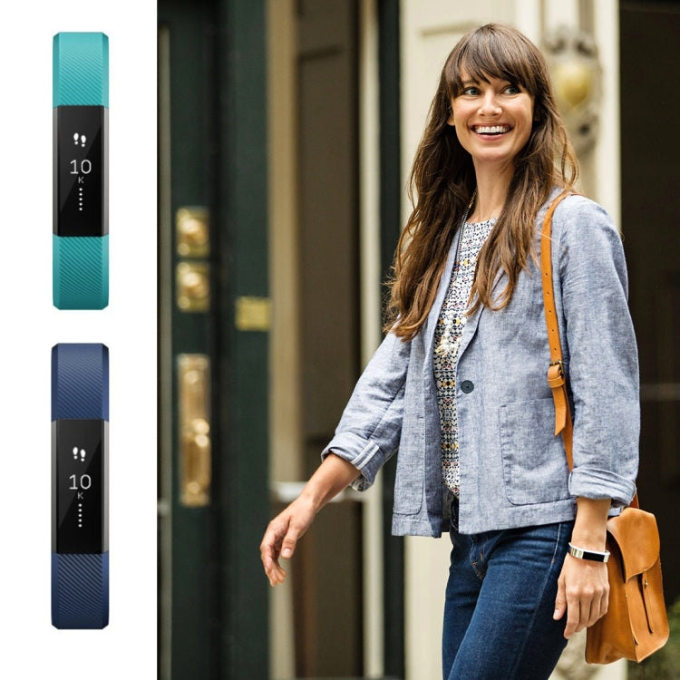 For Fitbit Alta Watch Oblique Texture Silicone Watchband, Large Size, Length: about 22cm(Blue) by buy2fix