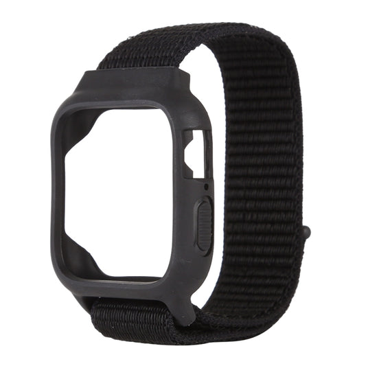 For Apple Watch Series 7 45mm / 6 & SE & 5 & 4 44mm / 3 & 2 & 1 42mm Nylon Watch Band with Hook and Loop Fastener (Black) by buy2fix