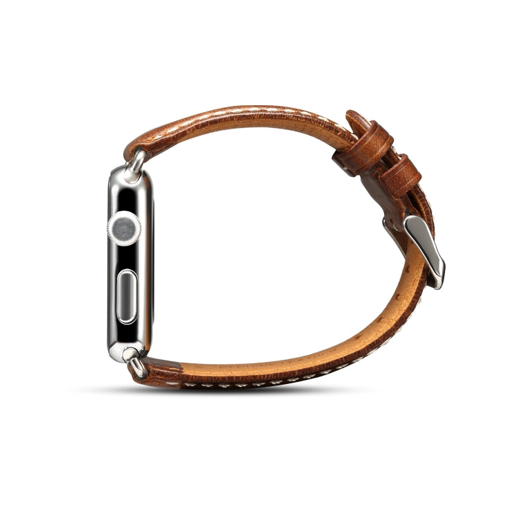 Denior Oil Wax Retro Watch Leather Watch Band for Apple Watch Series 7 45mm / 6 & SE & 5 & 4 44mm / 3 & 2 & 1 42mm (Brown) - Watch Bands by Denior | Online Shopping UK | buy2fix