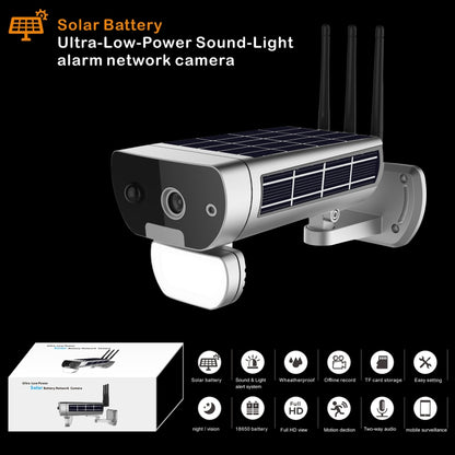 T8 1080P Full HD Solar Battery Ultra Low Power Sound Light Alarm Network Camera, Support Motion Detection, Night Vision, Two Way Audio, TF Card - Security by buy2fix | Online Shopping UK | buy2fix