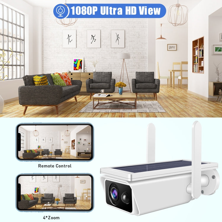 T13-2 1080P HD Solar Powered 2.4GHz WiFi Security Camera with Battery, Support Motion Detection, Night Vision, Two Way Audio, TF Card - Security by buy2fix | Online Shopping UK | buy2fix