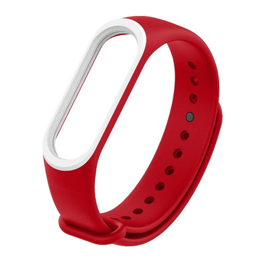 Colorful Silicone Watch Band for Xiaomi Mi Band 3 & 4 (Red+White) by buy2fix