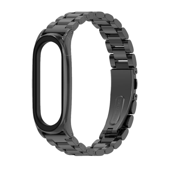 Mijobs Stainless Steel Metal Watch Band for Xiaomi Mi Band 5 & 6(Black)